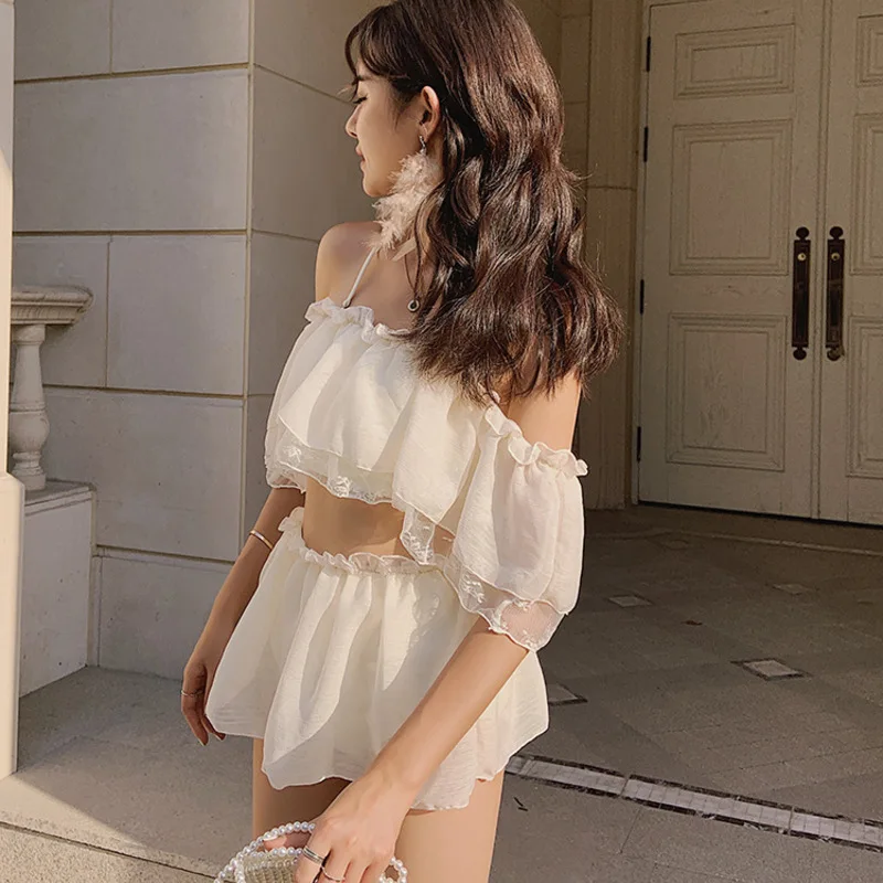 

Swimsuit Woman Bikini 2019 Swimwear Push Up Trikini Big Size Lady's Swimsuits With Skirt Super Sexy Collection Split Korean Hot