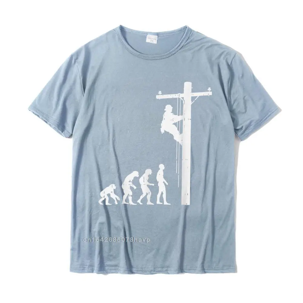 Casual Man Faddish Printed On Tops Shirt O Neck Mother Day Pure Cotton Top T-shirts Custom Short Sleeve Clothing Shirt Lineman Evolution Funny Power Electrical Electrician Gift T-Shirt__1946. light