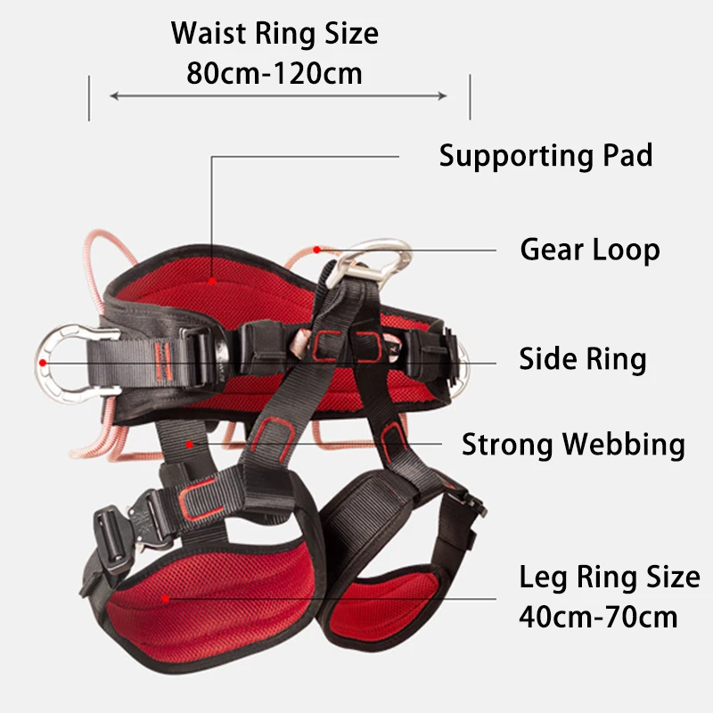 Camping Half Body Harness Mountain Rock Climbing Training Safety Belt Outdoor Expand Survival D Ring Seat Belt