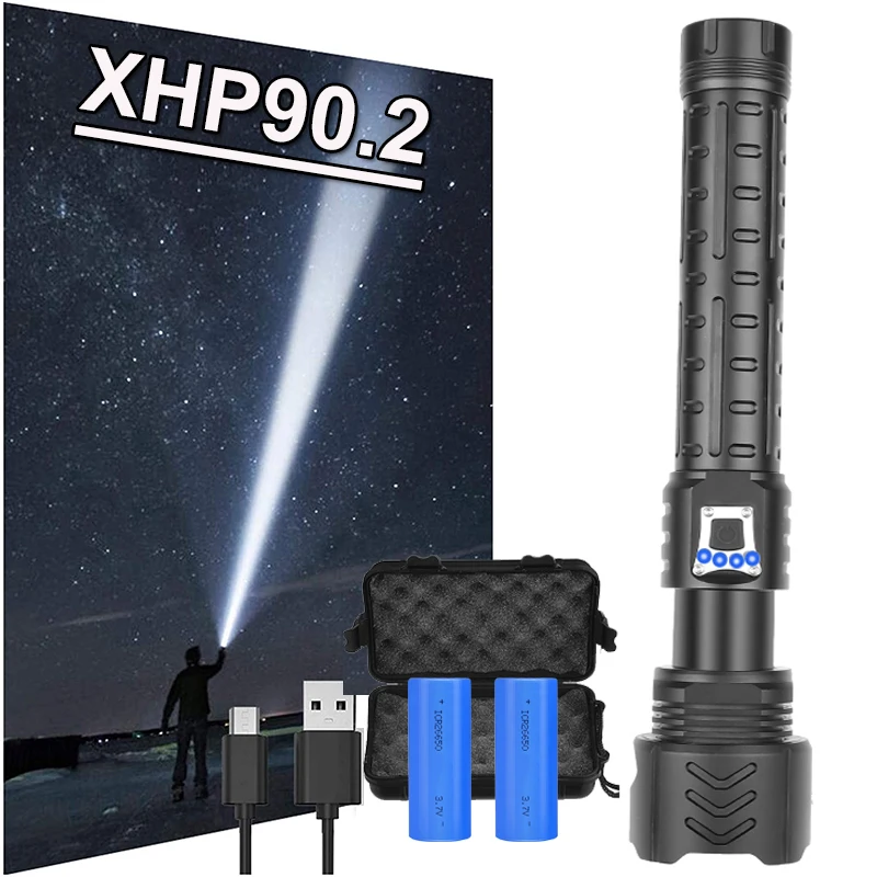 Светодиодный фонарик xhP90 5 режимов 500 м с дисплеем|Фонарики и осветительные