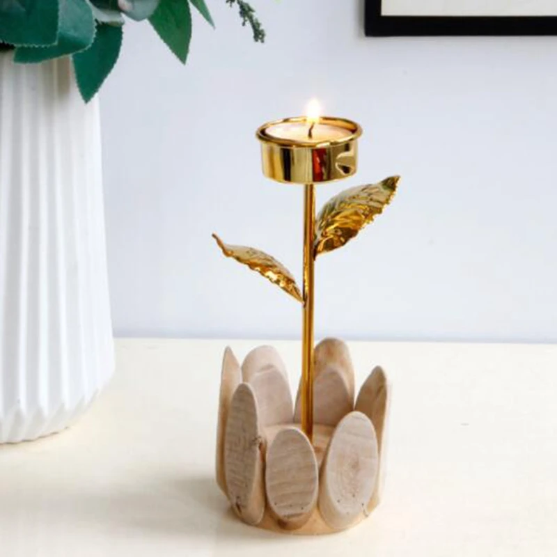 Металлический подсвечник, подсвечник, Рождественский, Золотой подсвечник, роза, Цветочный, деревянный подсвечник, свадебные, вечерние, канделябры