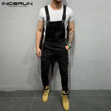 INCERUN, мужской комбинезон, Одноцветный, для бега, на подтяжках, карманов, для фитнеса, уличная мода, повседневные штаны, мужские комбинезоны, S-5XL 7
