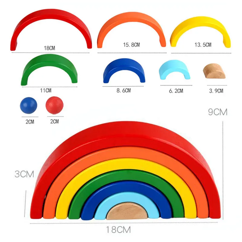 Wooden Seven-Color Rainbow Building Blocks Montessori Early Education Rainbow Jengle Arched Building Block Kid's Educational Toy 6 Wooden Seven-Color Rainbow Building Blocks Montessori Early Education Rainbow Jengle Arched Building Block Kid's Educational Toy 6