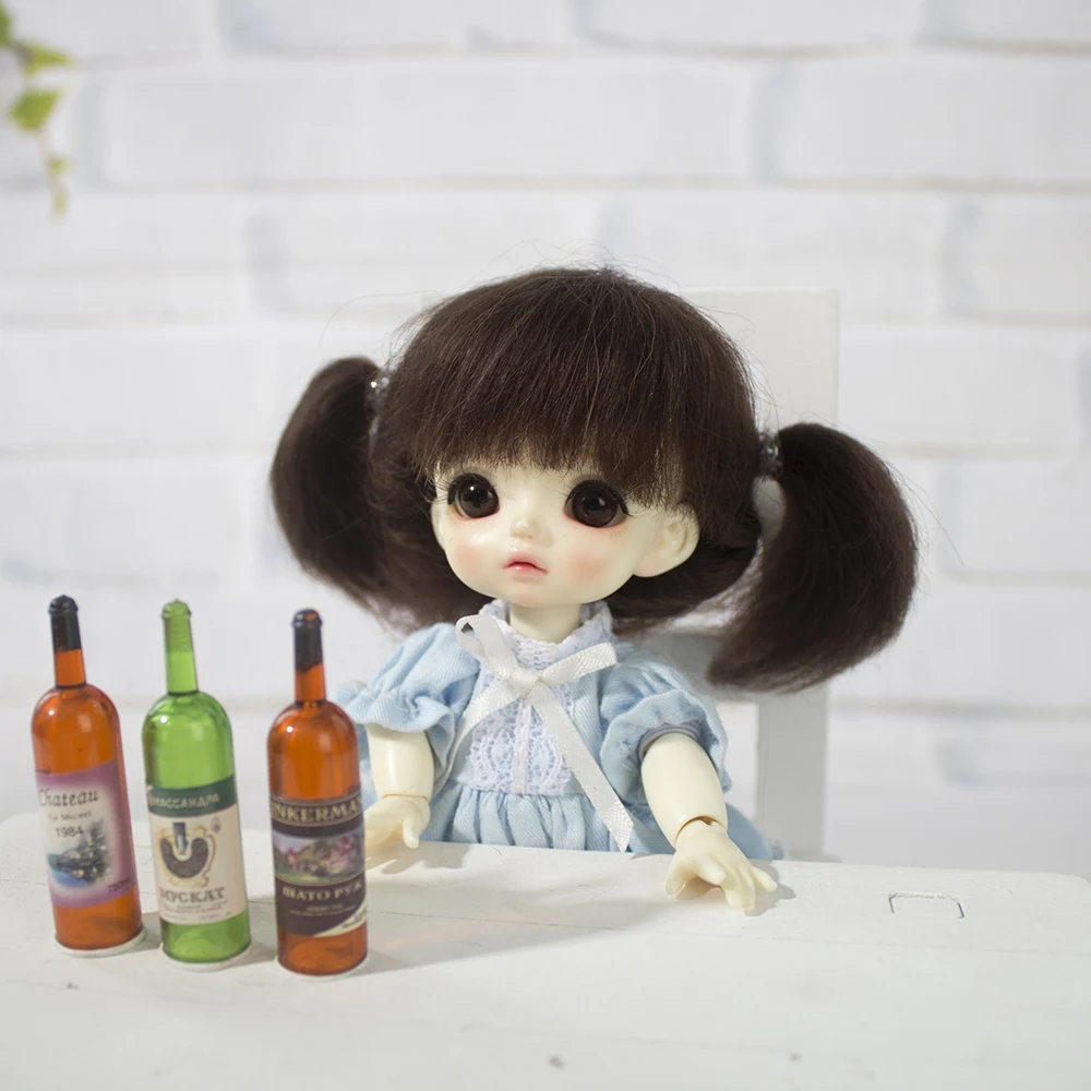 Muziwig Новое поступление очень мягкий 1/8 Bjd парик Синтетический мохеровый парик милый стиль коричневый парик куклы - Цвет: Белый