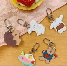 

Cute Little Bear Keyring Acrylic Lovely Bunny Puppy Pendant Keychain Jewelry Women Girl Car Bag Key Chains Kids Toy Keyfob Gift