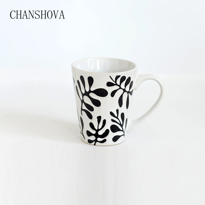 CHANSHOVA Бытовая керамика простая чашка с листом чашка Скандинавская чашка Молоко Кофе Чашка для завтрака кофейные кружки Милая чашка милые кружки креативные