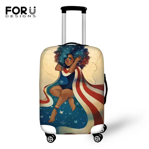 FORUDESIGNS/Пыленепроницаемый Чехол для багажа с рисунком в африканском стиле для девочек, чехол для чемодана, дизайн афро-искусства, водонепроницаемый для дорожных принадлежностей - Цвет: CDWX3991LMS