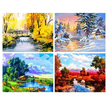 

4 Pack Snow Scene 5D DIY Diamond Painting Kits Full Drill Rhinestone Embroidery