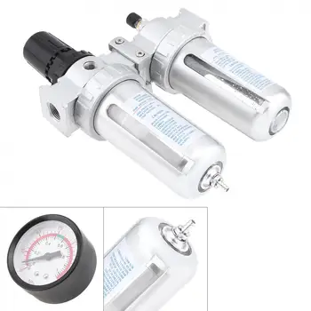 

SFC200 Air Compressor 0-1.0mpa Adjustable Air Source TreatmenTwo Union Oil Water Separator Regulator 1/4 Caliber with Gauge