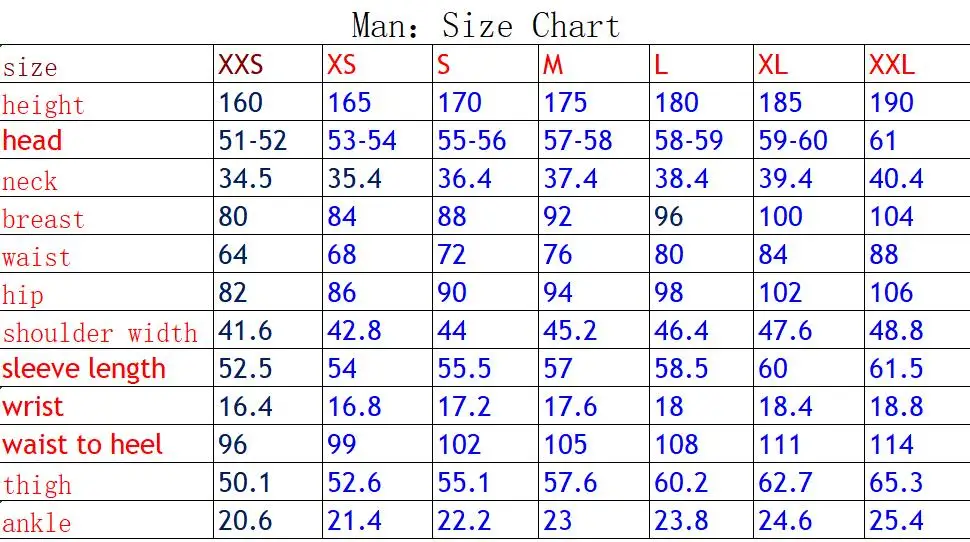 size chart-mei man