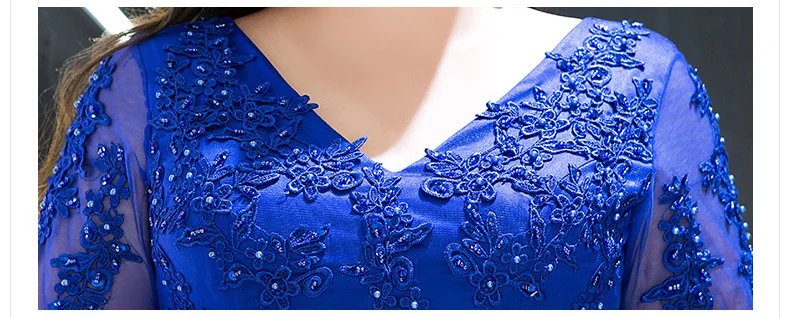 Elegant V-neck A-line Floor-Length Royal Blue Evening Gowns For Wedding Party Luxury Beading Appliques Long Prom Dress