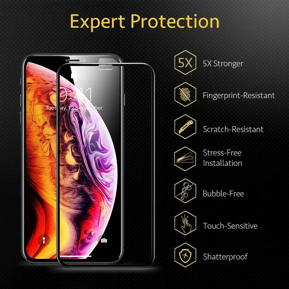 ESR Защита экрана для iPhone 11 Pro Max X XS XR XS Max Promax 3D полное покрытие закаленное защитное стекло для iPhone 2 шт