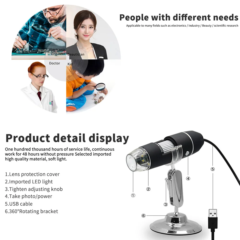 

USB Digital Microscope 1000X Magnification 8 LED USB Electronic Endoscope Magnifier OC-shipping