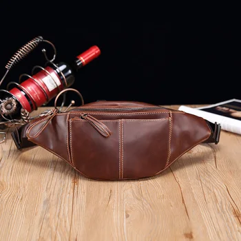 

New Arrivals Men's Waist Bags Fashion Unisex Waist Pack Crazy Horse PU Belt Bag Male Travel Chest Bags Cross Body Shoulder Packs