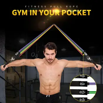 

11pcs/ Set Pull Rope Latex 11pcs Stretch Arm Apparatus Durable Training Bands Fitness Pull Rope Tension Band TPE Removable