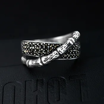 

Real 925 Sterling Silver Vintage Ring Men Wedding Bands Party Rings Unisex Punk Thai Silver Fashion Jewelry Dropping Male Gifts