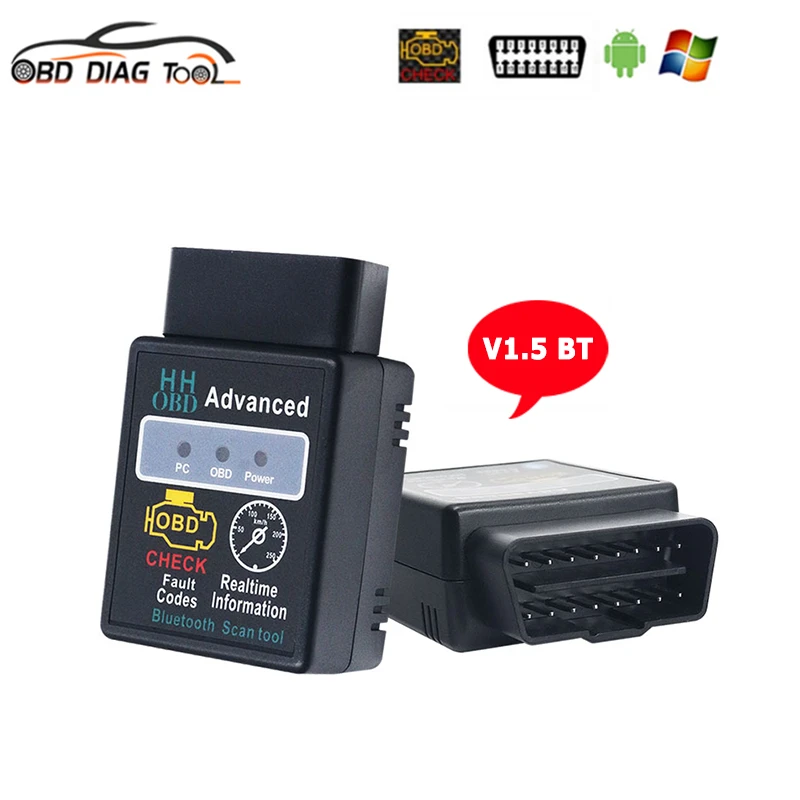 high quality auto inspection equipment OBD2 Scanner HH OBD ELM327 V1.5 Bluetooth-Compatible for Android PC OBDII ELM 327 1.5 BT Adapter Code Reader Diagnostic Tools high quality auto inspection equipment