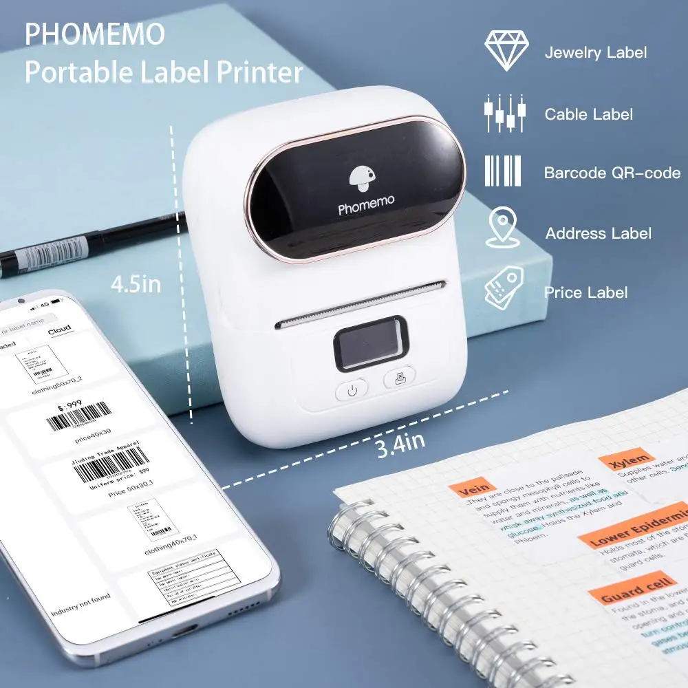 Portable Phomemo M110 Adhesive Label Thermal Printer Mini Bluetooth