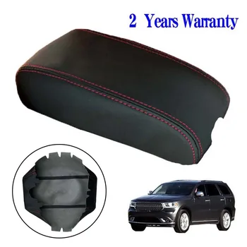 

Leather Car Armrest Console Lid Cover For Dodge Durango 2011-2017 Red Stitch Accessori Auto Car Interior Armrest Cover