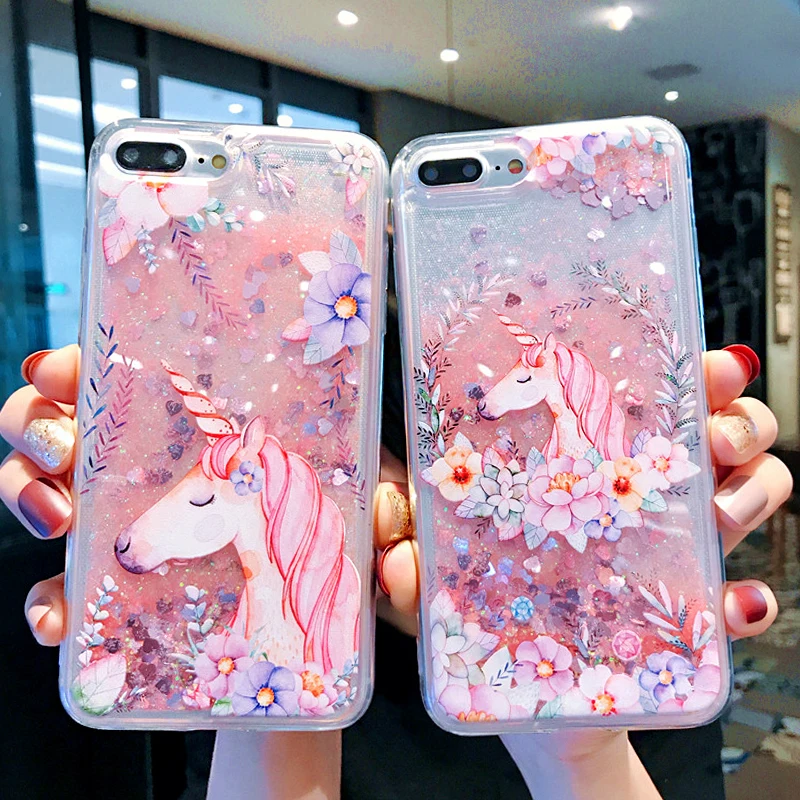 Силиконовый чехол с жидким песком для Samsung S5 S6 S7edge S8 S9plus S10lite Единорог Жидкий J3 J5 ЕС