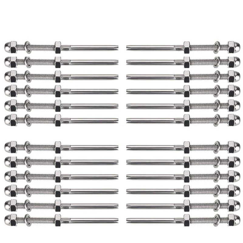 

24 Packs Swage Threaded Stud Thread Terminal Stud Deck Cable Hardware for 1/8 inch Deck Cable Railing