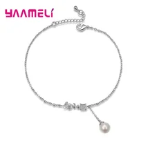 Браслеты из серебра S925 пробы, фантастическая любовь, кот, серия с сияющими прозрачными кубическими циркониевыми шариками, круглый жемчуг, ручная работа, женские браслеты