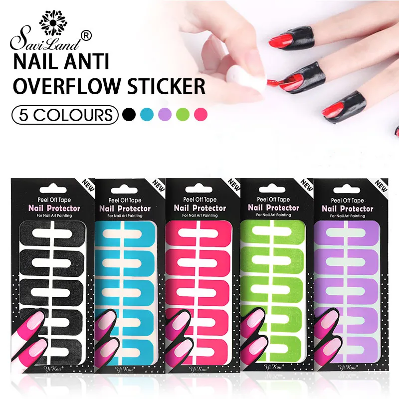

SAVILAND 1 Sheet/10 Pcs New Peel Off Tape for Nail Polish Paint Sticker To Polish Glue Overflow Prevent Tool Nail Art Tools