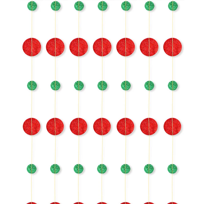 3 1Set Glitter Star Round Green Red Tree Garland Christmas Banner Happy Birthday Wedding Party Decoration Christmas Party Supplies - Цвет: 3