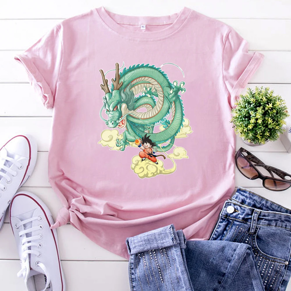 

T-Shirt Japanese Anime Shenron Cartoon Printing Women'S Tshirts Harajuku Crewneck Woman T Shirt Cotton Punk Women Tee Shirts