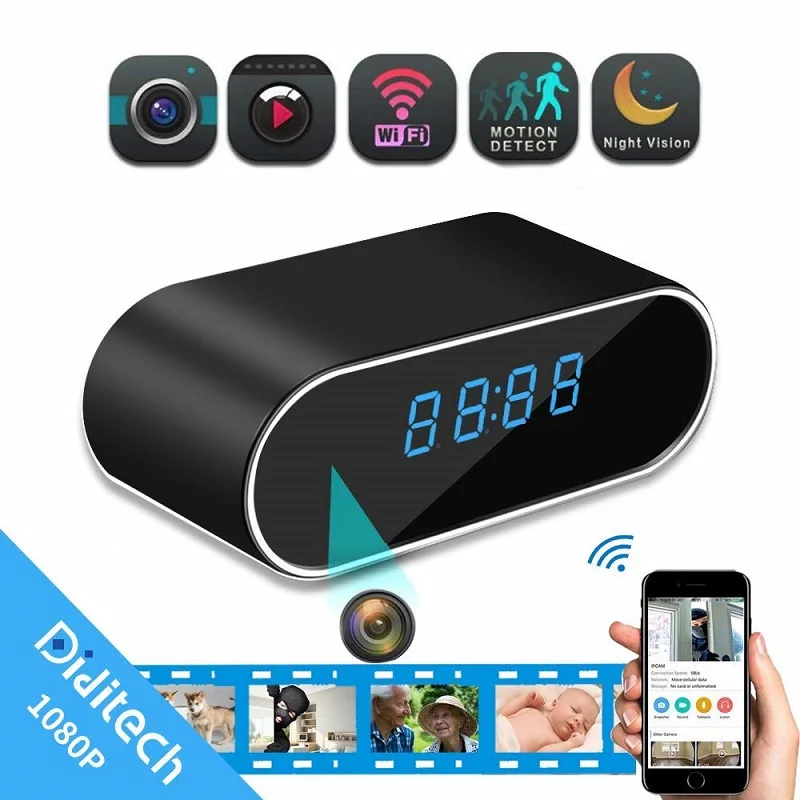

FISTAK Full HD 1080P Alarm Clock Camera WiFi Wireless IP Night Vision Security Night Vision P2P DVR Motion Surveillance Camera