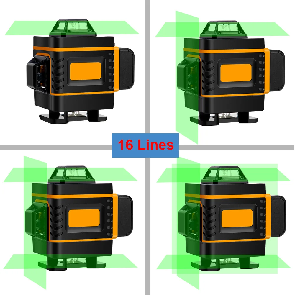 16/12 линий 4D зеленый лазерный уровень самонивелирующийся беспроводной пульт дистанционного управления 360 Горизонтальные и вертикальные поперечные линии с батареей и настенным кронштейном