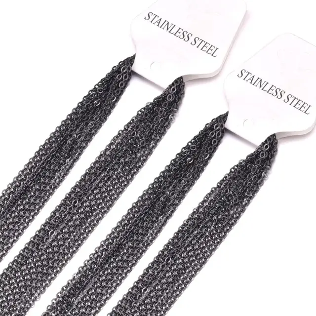 1mm Rolo Link Cuban Chain Long Necklace 