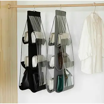 

Transparent Hanging Storage Bag 6 Pockets Wardrobe Closet Headbag Organizer Non-woven Fabric Home Storage Accessories
