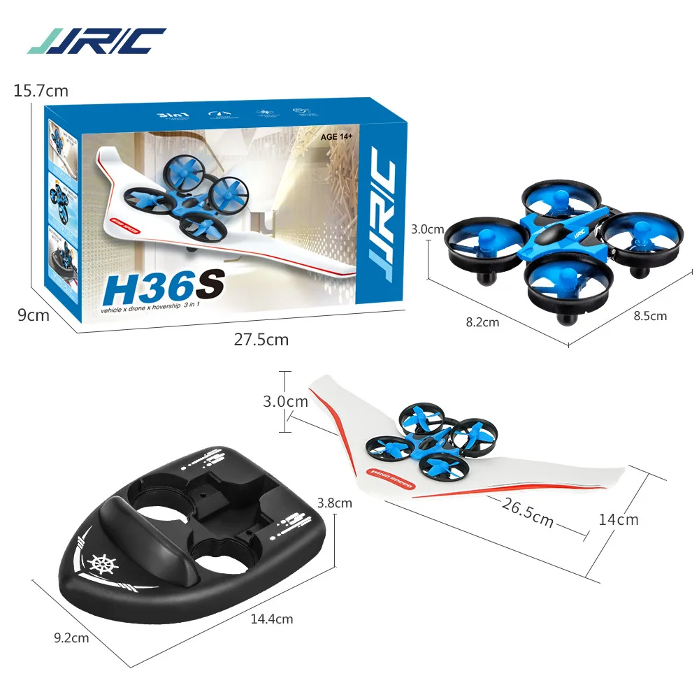 JJRC New Upgrade H36S 2.4Ghz All in One RC Drone/ Glider Airplane/ Hovercraft Sea-Land-Air Switchable Helicopter Kids Toy Gift 5 JJRC New Upgrade H36S 2.4Ghz All in One RC Drone/ Glider Airplane/ Hovercraft Sea-Land-Air Switchable Helicopter Kids Toy Gift 5