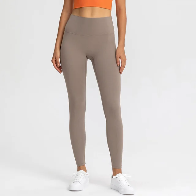 Lulu Quality Leggings Sport Women Fintess Tight High Waist Yoga Pant Butter Soft Gym Clothe 100%squat Proof Compression Athletic sand color