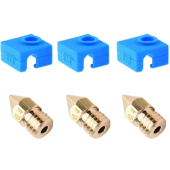 

3PCS 3D Printer Heater Block Silicone Cover + 3 PCS MK8 0.4mm Brass Nozzle Compatible with Creality CR-10, 10S, S4, S5