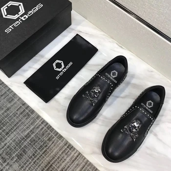 

Starbags PP high end casual men's shoes Italian skull hardware logo top soft head leather rivet lined sheepskin counter latest
