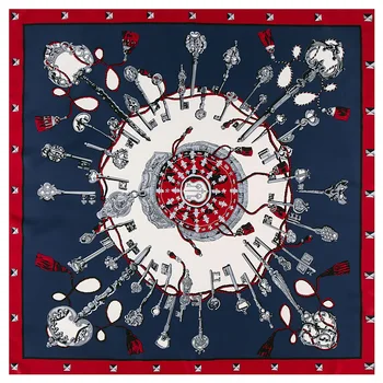 

100cm Winter Scarf Women Luxury Brand Square Scarf 2019 New Key Print kerchief Handkerchief Bandanna Scarves For Ladies