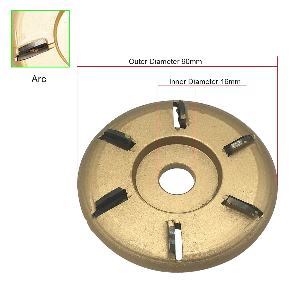 

Hot 6-Teeth Power Wood Carving Disc Tool Milling Cutter Woodworking Turbo Tea Tray Digging for 16mm Aperture Angle Grinder Gold