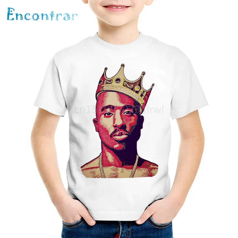 Детские футболки с модным принтом Tupac 2pac Детская летняя одежда короткими