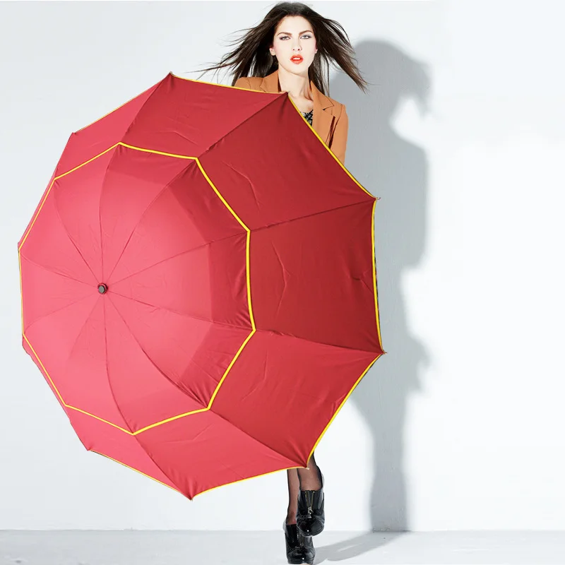 Обновленный 130 см Зонт от дождя для мужчин и женщин 3 складной большой Сильный ветрозащитный мужской зонт портативный открытый для бизнеса Famliy Paraguas - Цвет: Red