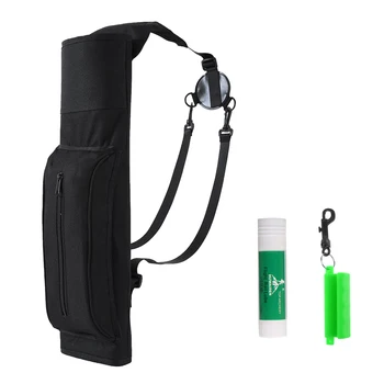 

Archery Compact Back Quiver with Adjustable Shoulder Belt + Arrow Puller and Bow String Wax