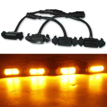 

Set LED Headlight Accessories Replacement Car 4Pcs Front Grille Amber ABS