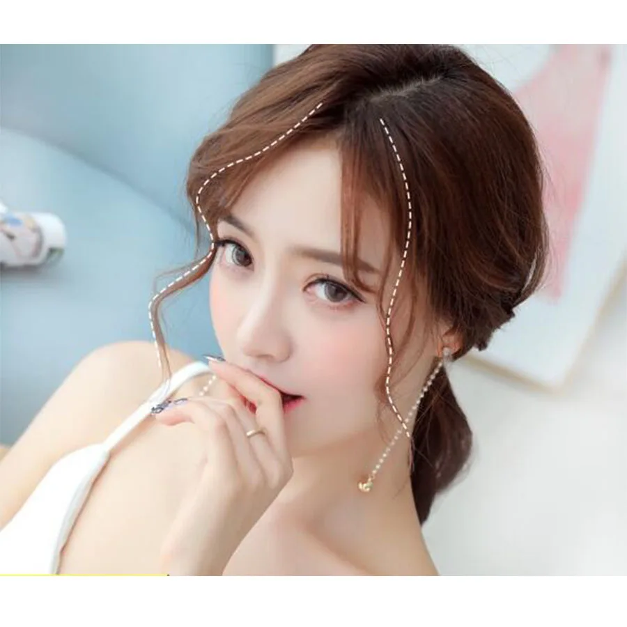 

Split bangs wig piece natural net red eight bangs on both sides trim long beard bangs net red air bangs Headwear