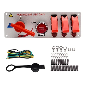 

Ignition Switch Panel Race Car 5 in 1 12V Engine Push Button Starter LED Toggle Switches Panel for Racing Car Auto