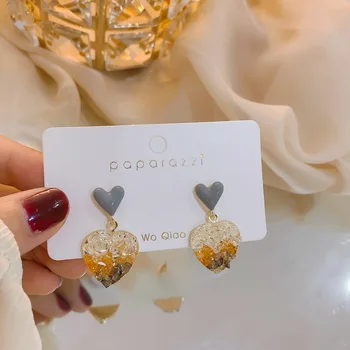 

2020 New Arrival Trendy Simple Gradient Crystal Color Love Heart Drop Earrings For Women Sweet Jewelry Pendientes Gifts