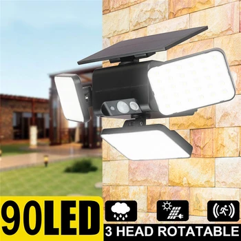 

Outdoor 90 LED Solar Light Remote Control 3 Heads Rotatable Garden Solar Lamp Waterproof Outdoor Lighting For Yard Patio Balcony