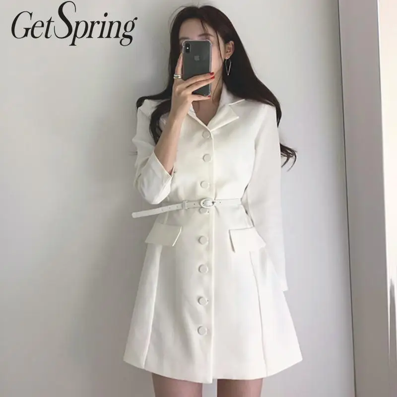 Женское винтажное платье GETSPRING черное или белое с высокой талией и длинными