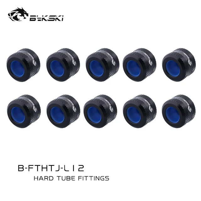 10pcs Bykski 8x12MM Hard Tube Hand Compression Fittings Anti Off ,Black,Red,White,Gold,Silver,Blue,G1/4 