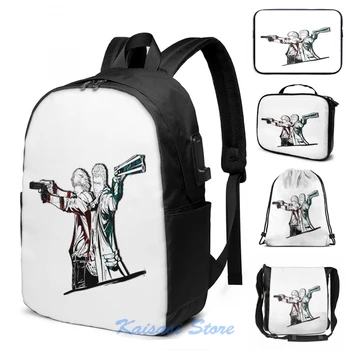 

Funny Graphic print Dante and Nero USB Charge Backpack men School bags Women bag Travel laptop bag